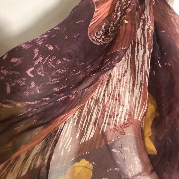 Unique vintage sheer scarf- Abstract & Nature Inspired - Picture 2 of 3